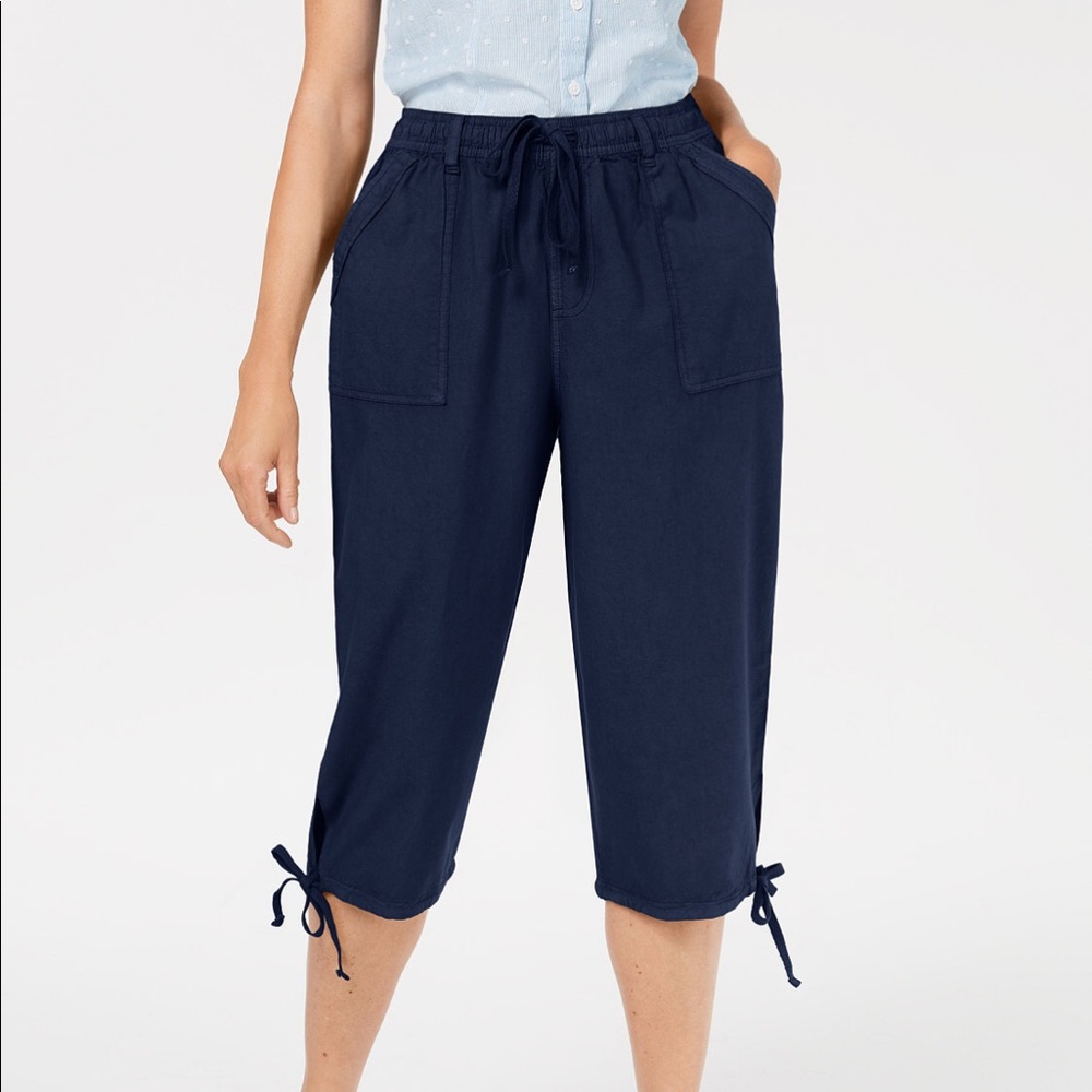 Karen Scott Petite Dahlia Cargo Capri Pants Pet/M